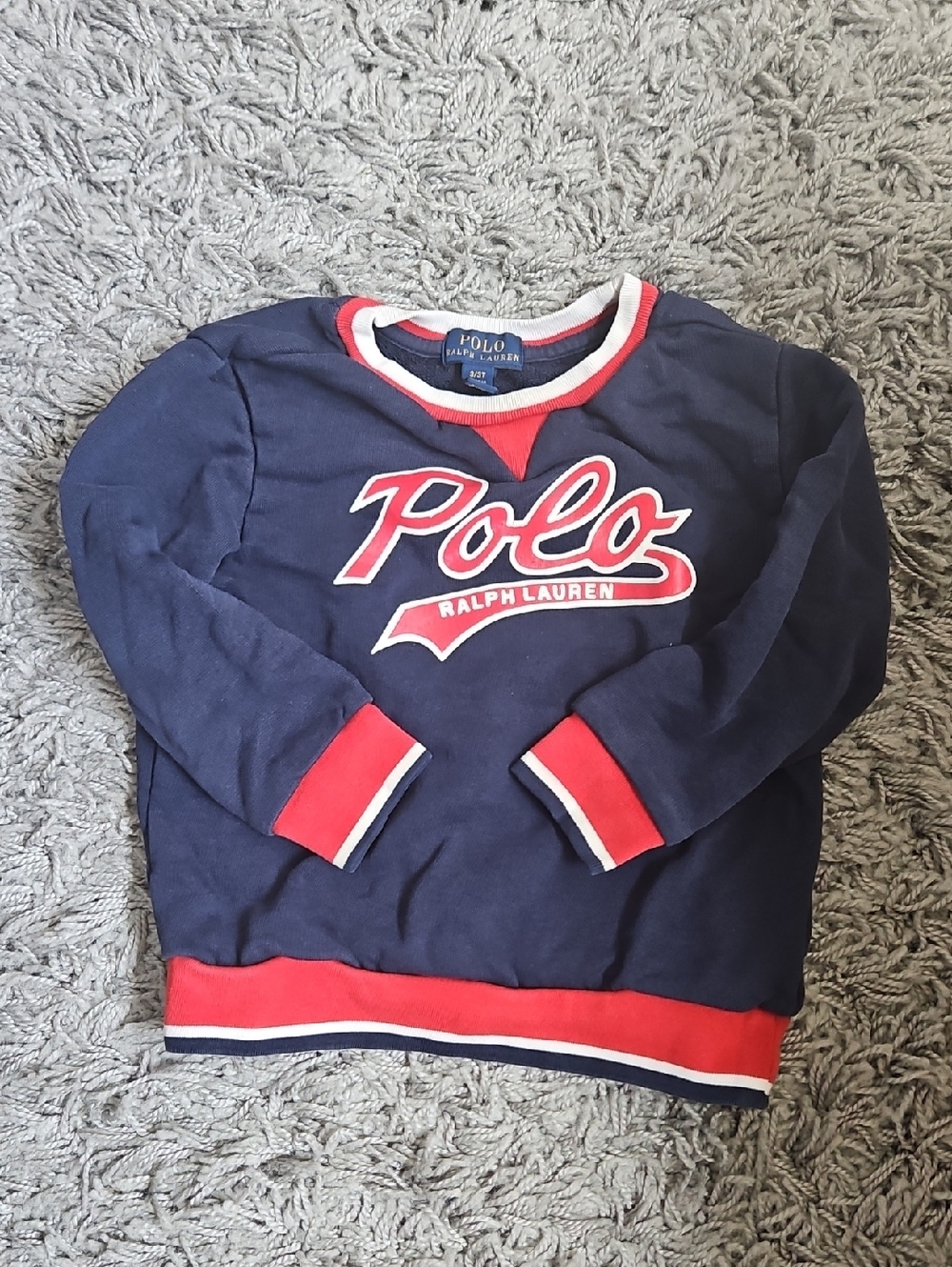 Polo by Ralph Lauren Navy Sweatshirt with Red Trim & Logo